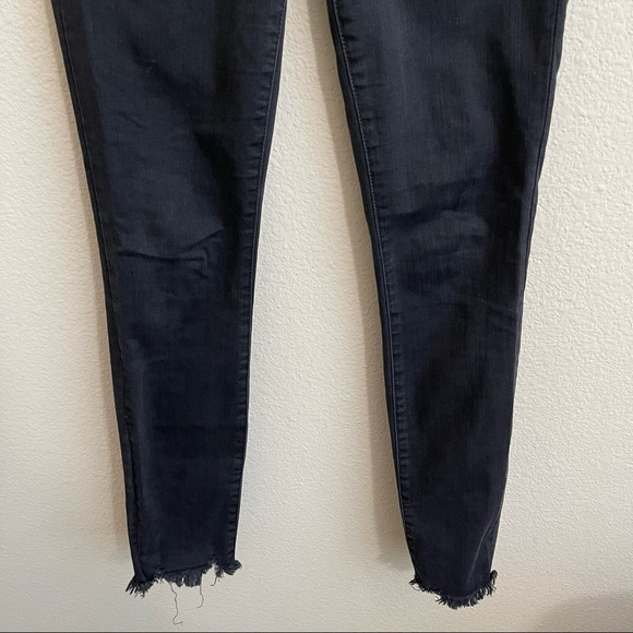 Madewell 9" High Rise Skinny Jeans Berkeley Black Button Fly Raw Hem 24 - Picture 7 of 12